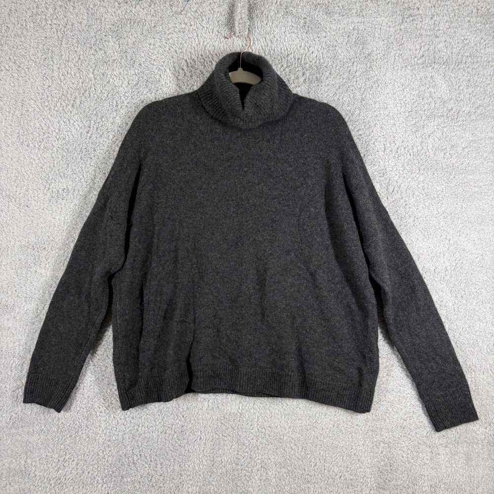 The Kooples 100% Cashmere Turtleneck Sweater Size S‎ Gray Dolman Long Sleeve